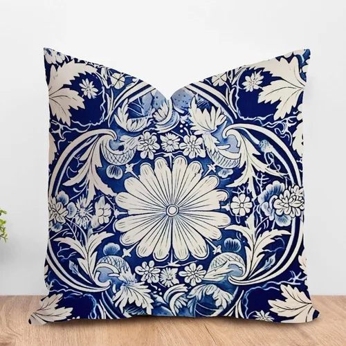 Vista 16 de ArogGeld Funda de cojín azul índigo floral y pájaro azul marino chinoiserie chinoiserie peonía cuadrada almohada tradicional china china europea