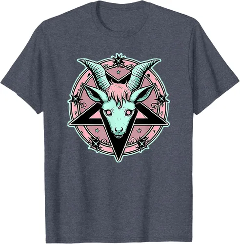 Vista 97 de Camiseta Kawaii Paste Creepy Goat Pentacle, Negro