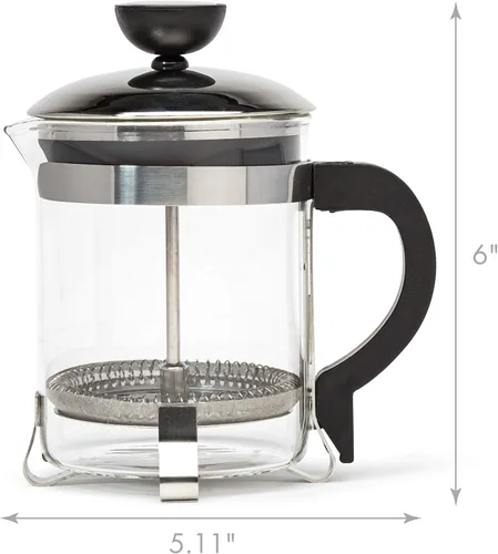 Vista 2 de Primula, prensa francesa clásica para 8 tazas de café, con manija negra, Cromado