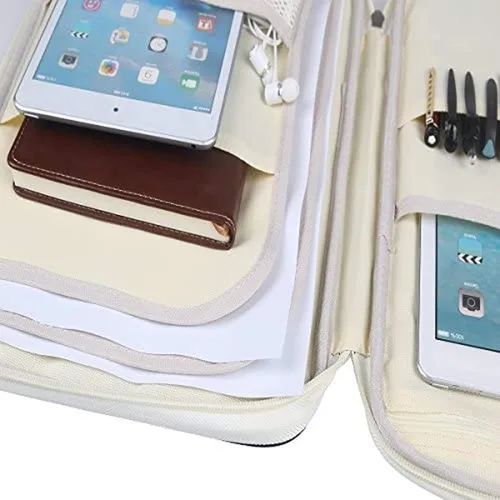 Vista 9 de JAKAGO Cartera de viaje A4 Organizador de documentos multifuncional con cremallera para suministros de oficina (azul)