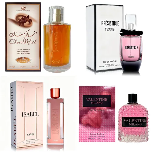 Vista 45 de AFLUXE Set de perfume para mujer, 4 piezas, colección Eau De Parfum de larga duración, almizcle Choco/Milano Mujer/6pm Rosa/7AM Fresh