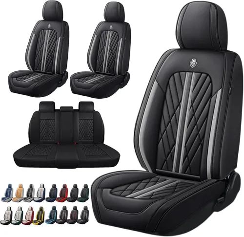 Vista 27 de Juego de fundas de asiento de automóvil de cuero nappa impermeables y transpirables de ajuste universal, cojín protector para vehículo automotriz