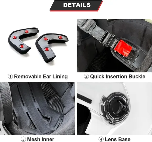 Vista 4 de Casco de motocicleta abierto para adultos 3/4, con doble visera, para moto, scooter, ebike, ciclomotor, para hombres y mujeres, aprobado por el DOT