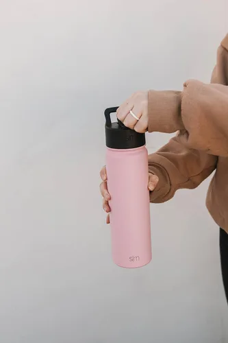 Vista 7 de Simple Modern botella de agua reutilizable con tapa con pajilla, termo de acero inoxidable con aislamiento al vacío, para gimnasio y deportes, Vibes