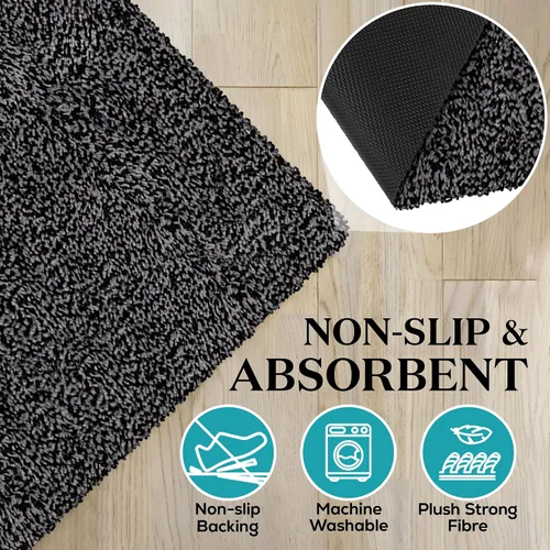 Vista 4 de Tapete de Puerta Interior de Microfibra Premium – 20"x30" Tapete de Entrada Lavable, Antideslizante, Respaldo Impermeable, Súper Absorbente, Tapete