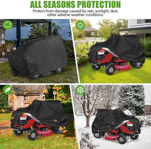 Vista 7 de KISEER Cubierta para Cortacésped de Exterior Impermeable Resistente Poliéster Oxford 420D Protección UV Cubierta para Tractor de Césped Se Adapta a