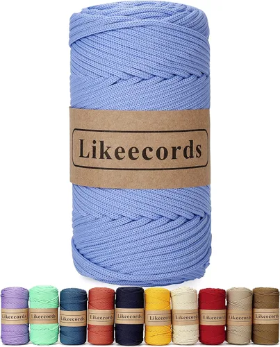 Vista 49 de Likeecords Cordón de macramé trenzado de poliéster de 0.157 in, 140 yardas, 426 pies, hilo elástico para bolsa de ganchillo para manualidades