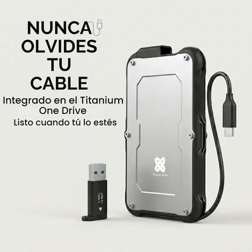 Vista 2 de Titanium One SSD externo rugoso 240GB hasta 500MB/s IP66 prueba de gota de agua