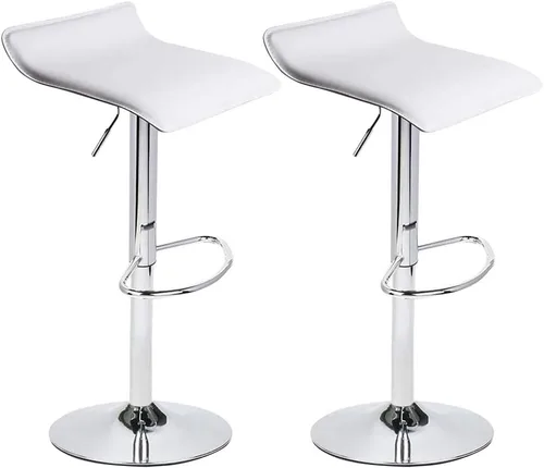 Vista 9 de Taburetes de bar ajustables, taburete de bar ajustable de piel sintética, giratorio, cromado, juego de 2 sillas de comedor (negro, 1)