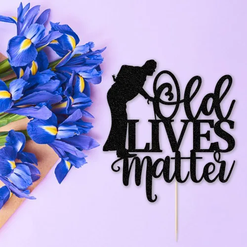 Vista 7 de Decoración para tartas Black Flash Old Lives Matter - Humorístico anciano y anciano decoración de pastel de feliz cumpleaños para hombres, papá