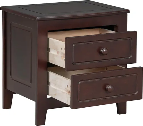 Vista 5 de Polibi Juego de dormitorio de 3 piezas con plataforma retro de tamaño matrimonial y 2 mesitas de noche, marco de cama de madera maciza con cabecera