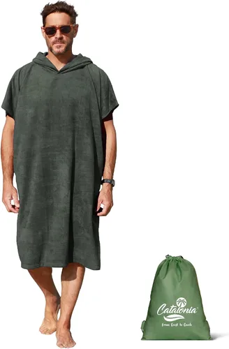 Vista 14 de Catalonia Poncho absorbente de surf para hombres y mujeres, poncho de cambio de toalla de secado rápido, poncho de toalla con capucha para adultos