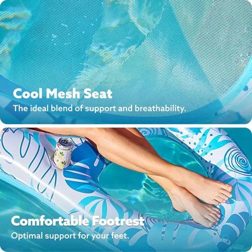 Vista 3 de SLOOSH Paquete de 2 flotadores inflables para piscina para adultos, flotador de piscina para sala de estar, balsa, flotadores, silla reclinable