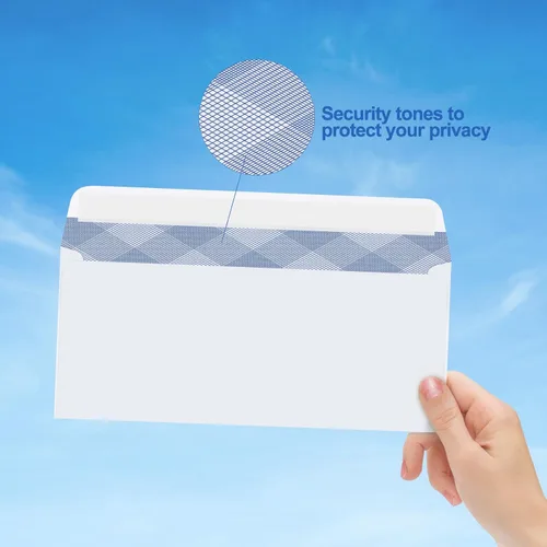 Vista 5 de Sobres autosellantes de seguridad #10, PANDRI sobres de correo comercial sin ventana, patrón de tinte de seguridad para correo seguro, facturas