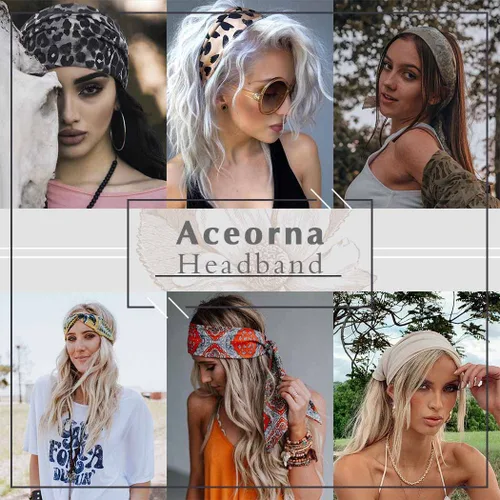 Vista 4 de Diademas para el cabello – Diademas bohemias de mariposa elásticas anudadas con estampado floral para mujeres y niñas, paquete de 4 (mariposa A)
