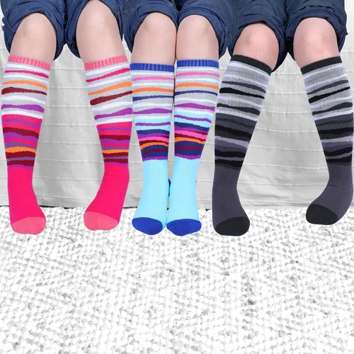 Vista 3 de Calcetines de esquí para niños, 3 pares de calcetines cálidos de invierno para nieve, para niños y niñas, jóvenes, esquí, snowboard, para niños de 4