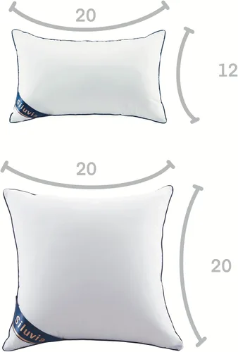 Vista 2 de Siluvia - Rellenos de almohada decorativos de 12 x 20 pulgadas, rellenos de almohada cuadrados para interiores de sofá, par de rellenos de almohada