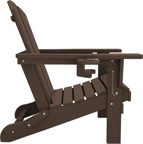 Vista 11 de SERWALL Silla Adirondack con portavasos, sillas Adirondack compuestas de polietileno de alta densidad para exteriores, para todo tipo de clima Café