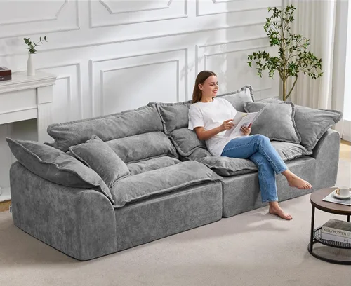 Vista 9 de Hobestluk Sofá modular de 104 pulgadas, sofá modular de 3 plazas, sofá sin hueso, sofá nube con cojín extraíble, sofás modulares seccionales