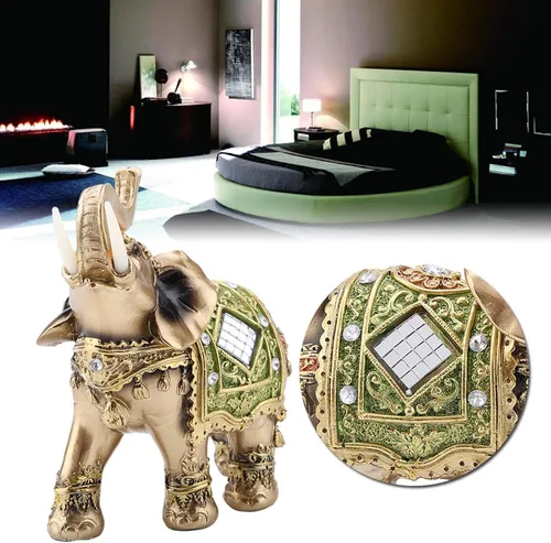Vista 4 de TOPINCN Escultura de estatua de elefante de la suerte de Feng Shui, figura china de elefante de la suerte para decoración del hogar y la oficina