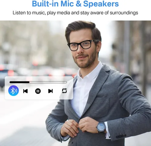 Vista 6 de GenXenon - Lentes inteligentes Bluetooth, gafas de audio Bluetooth para mujeres y hombres, sonido de oído abierto con micrófono y altavoces, manos
