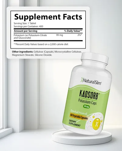 Vista 3 de NaturalSlim Gluconato de citrato de potasio natural 99 mg – Kadsorb apoya el equilibrio de electrolitos y el pH normal – Suplementos de potasio