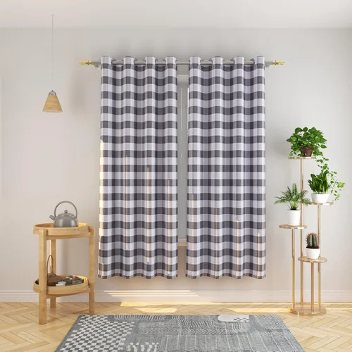 Vista 136 de Cortinas de 24 pulgadas de largo con diseño Buffalo Check Gingham Plaid para ventanas de cocina y baño, tratamiento para ventanas con 2 paneles