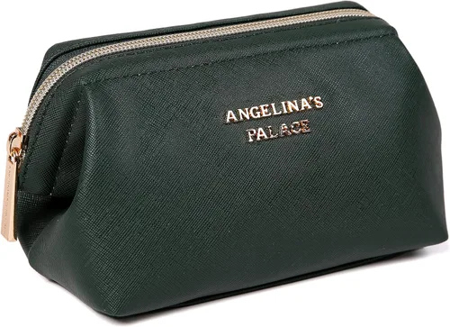 Vista 15 de Angelina's Palace Bolsa de maquillaje de viaje impermeable de cuero vegano, organizador de artículos de tocador oriental estilo retro, bolsa de Negro