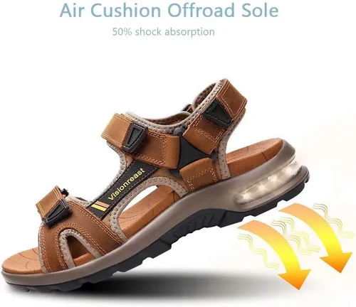 Vista 5 de visionreast Sandalias atléticas para hombre con puntera abierta, sandalias antideslizantes con cojín de aire, sandalias casuales de playa