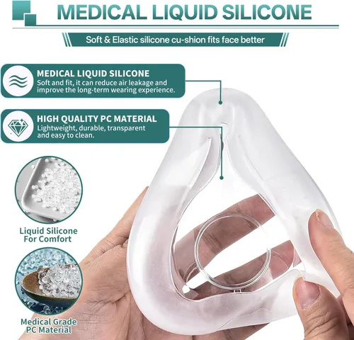 Vista 3 de Cojín de repuesto para ResMed AirFit F20, compatible con la máscara CPAP original F20, sellado confiable y ajuste perfecto, ultra suave, cubierta