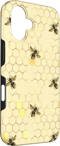 Vista 3 de Funda con estampado floral de abeja para iPhone 16 color amarillo miel