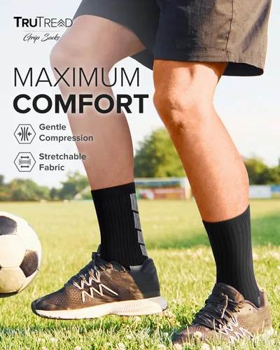 Vista 5 de TruTread Calcetines de fútbol antideslizantes para hombre 4 pares Agarre antideslizante Fútbol baloncesto