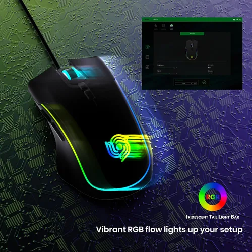 Vista 7 de Ratón para juegos con cable, mouse con cable para computadora con 6 botones programables, sensor óptico de hasta 7200 DPI, iluminación RGB