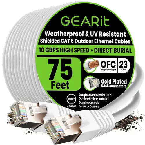 Vista 17 de GEARit - Cable Ethernet Cat6 para exteriores (3 m) 23AWG de cobre puro, FTP, LLDPE, impermeable, entierro directo, en tierra, resistente a UV, POE