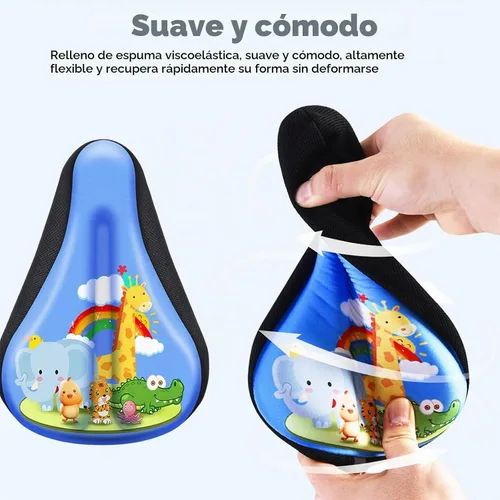 Vista 5 de Cojín de asiento de bicicleta para niños, funda de asiento de bicicleta para niños, cojín súper suave y cómodo, ajuste universal para bicicletas