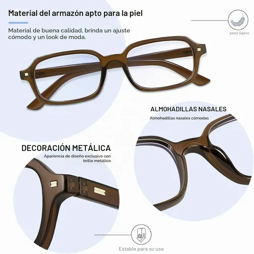 Vista 3 de Rectangle Blue Light Blocking Glasses for Women Retro Slim Square Glasses Computer TV Eyeglasses Anti Eyestrain Marrón
