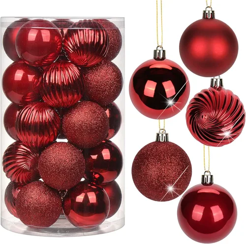 Vista 47 de Adornos de bolas de Navidad negras de 2.36 pulgadas, 25 piezas inastillables, set de adornos de Navidad, bolas de Halloween, adorno negro para árbol