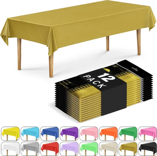 Vista 63 de DecorRack 2 Manteles rectangulares de plástico libres de BPA, 54 x 108 pulgadas, mantel de mesa para comedor, mantel rectangular para fiestas