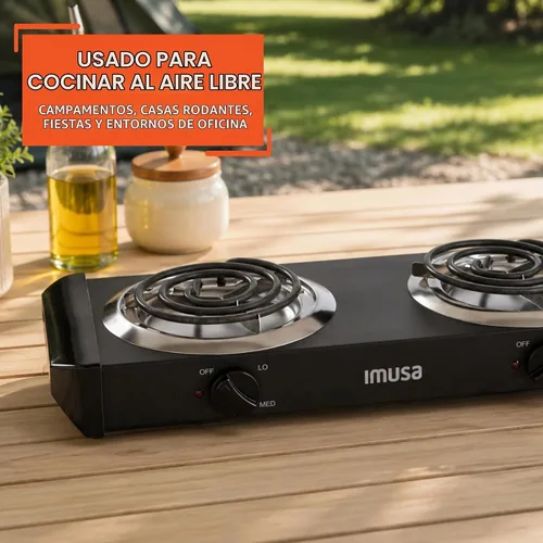 Vista 6 de Cocina eléctrica de una hornilla IMUSA USA GAU 80305 de 1100 vatios en color negro, quemador doble 1500 W, Negro