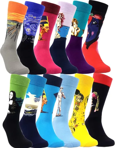 Vista 25 de HSELL Calcetines de vestir para hombre, diseños divertidos y locos, calcetines de algodón con patrón novedoso, regalos divertidos para hombres 12