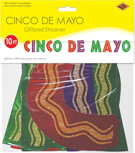 Vista 2 de Accesorio de fiesta con purpurina Cinco De Mayo Streamer (1 unidad) (1/paquete)