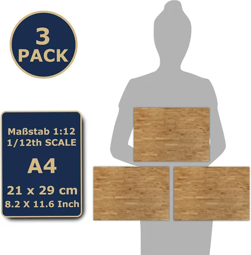 Vista 4 de Suelo autoadhesivo de 3 hojas para casa de muñecas escala 1:12 (madera de manzana)