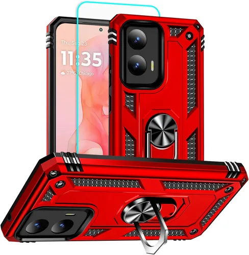 Vista 44 de HNHYGETE Funda para Motorola Edge 2025 con protector de pantalla: soporte giratorio de grado 360° (antideslizante) protección contra caídas y golpes