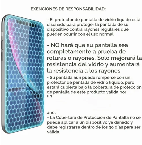 Vista 6 de LUVVITT Protector de pantalla de vidrio líquido con protección de pantalla de $250 - Revestimiento resistente a los arañazos para todos