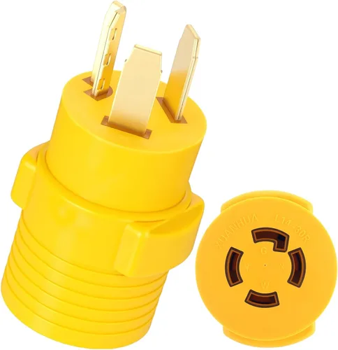 Vista 14 de Kanayu NEMA TT-30P a L14-30R Adaptador de interruptor de transferencia de Amarillo
