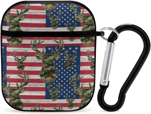Vista 27 de Funda para Apple AirPod 2 y 1 TPU suave compatible con AirPod 2 y 7 con diseño de bandera estadounidense Pattern1081