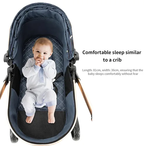 Vista 5 de Cochecito de bebé 2 en 1 con función de cochecito, plegable, portátil, cómodo, para bebés de 0 a 36 meses (negro)