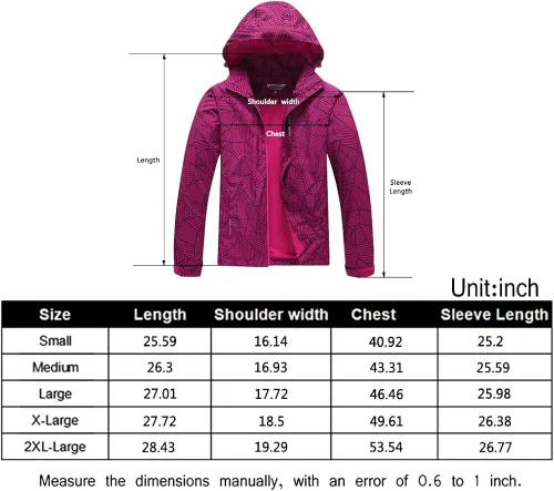 Vista 5 de Aagetenar Chaqueta impermeable para mujer, para exteriores, con capucha, ligera, rompevientos para senderismo