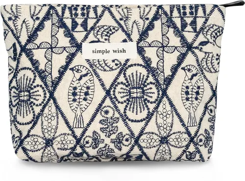 Vista 24 de Sminra Bolsa de Maquillaje Bolsa de Cosméticos Bolsa de Aseo de Lona Preppy para Mujeres Linda Bolsa con Cremallera Organizador Accesorios de Viaje