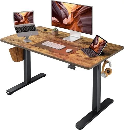 Vista 14 de FAMISKY Escritorio eléctrico de pie, escritorio de altura ajustable de 40 x 24 pulgadas, ergonómico para oficina en casa, estación de trabajo